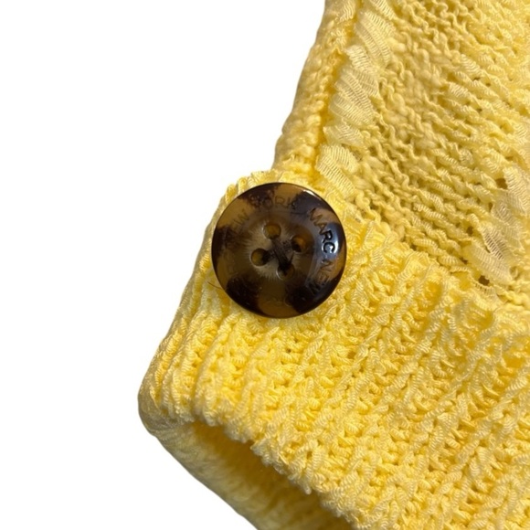 NEW Andrew Marc New York Yellow Short Sleeve Cotton Blend Woven Sweater Size XL - Picture 6 of 7